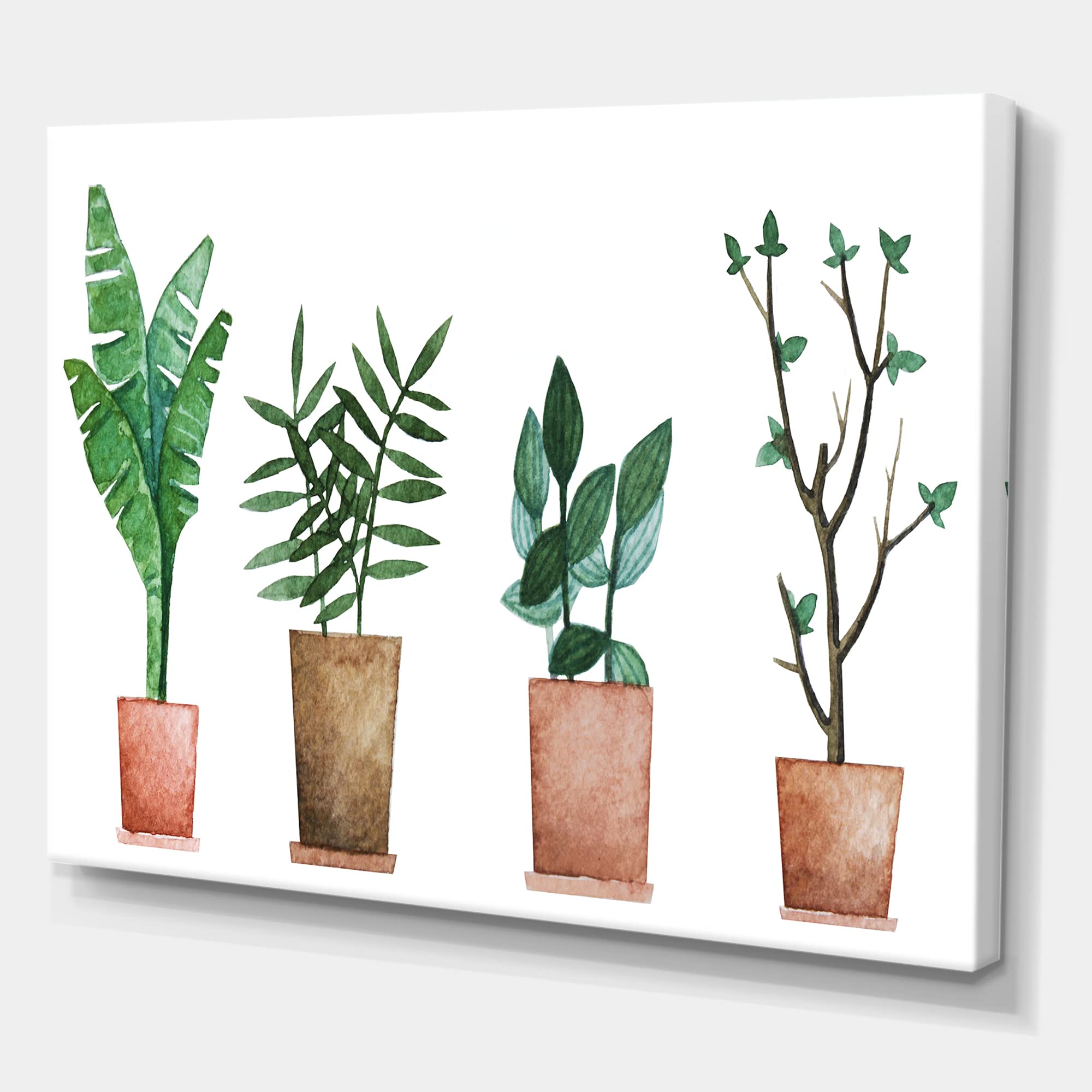 DesignQ Duo of Potted Flowers House Plants - Farmhouse Style Canvas Wall Art Decor for Living Room, Bedroom & Office