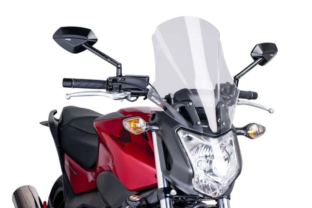 Puig 6361W Clear Touring Windshield for Motorcycles - High-Quality Universal Windshield for Harley, Honda, Yamaha & More - Perfect for Long Rides & Highway Cruising