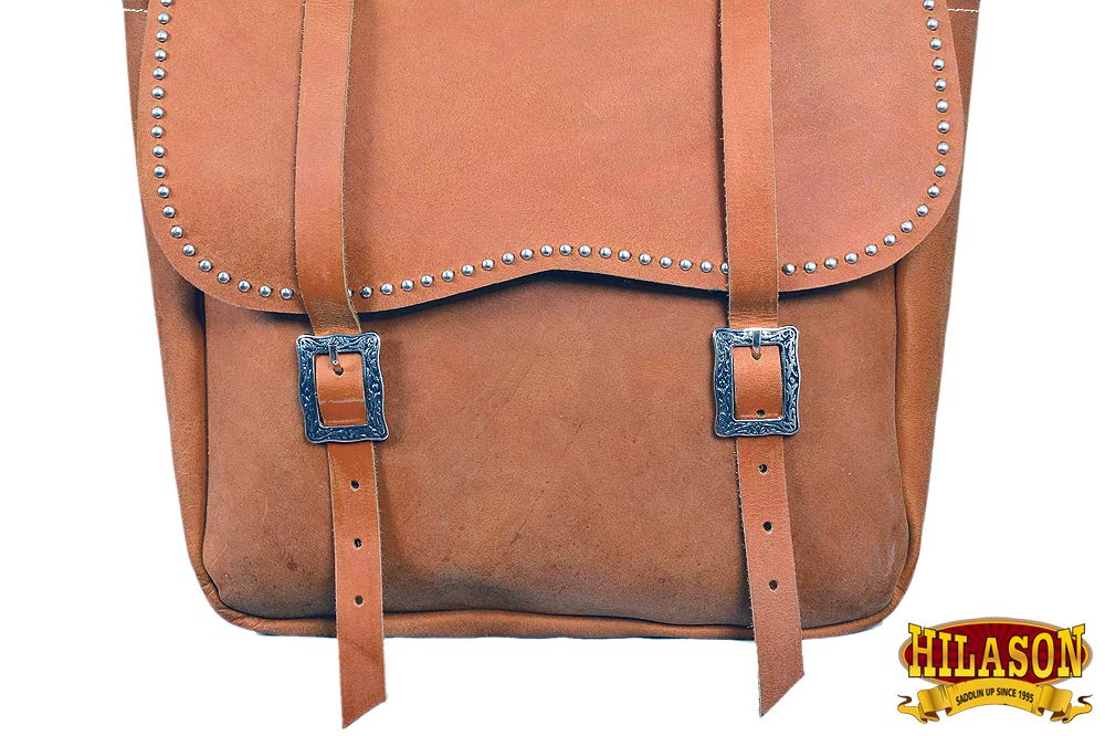 HILASON Soft Leather Horse Saddle Bag Tan | Western Equestrian Saddle Bag with Adjustable Closure | Durable Leather Saddle Pack for Trail Riding, Horse Shows & Ranch Work