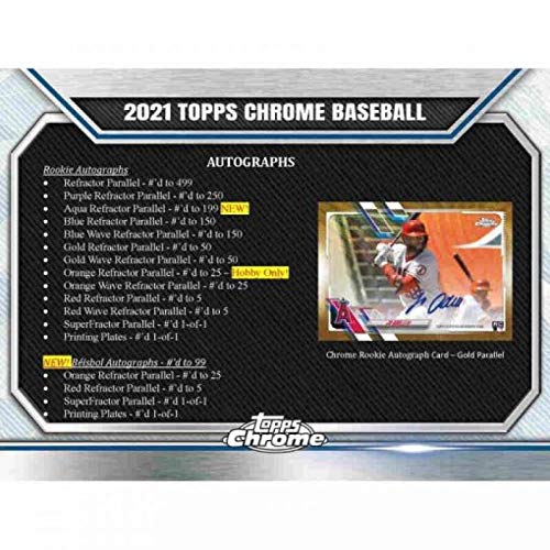 2021 Topps Chrome Baseball Hobby Box - Premium Trading Cards for Collectors & Investors - Perfect for Sports Memorabilia Collections & Fantasy Baseball Enthusiasts