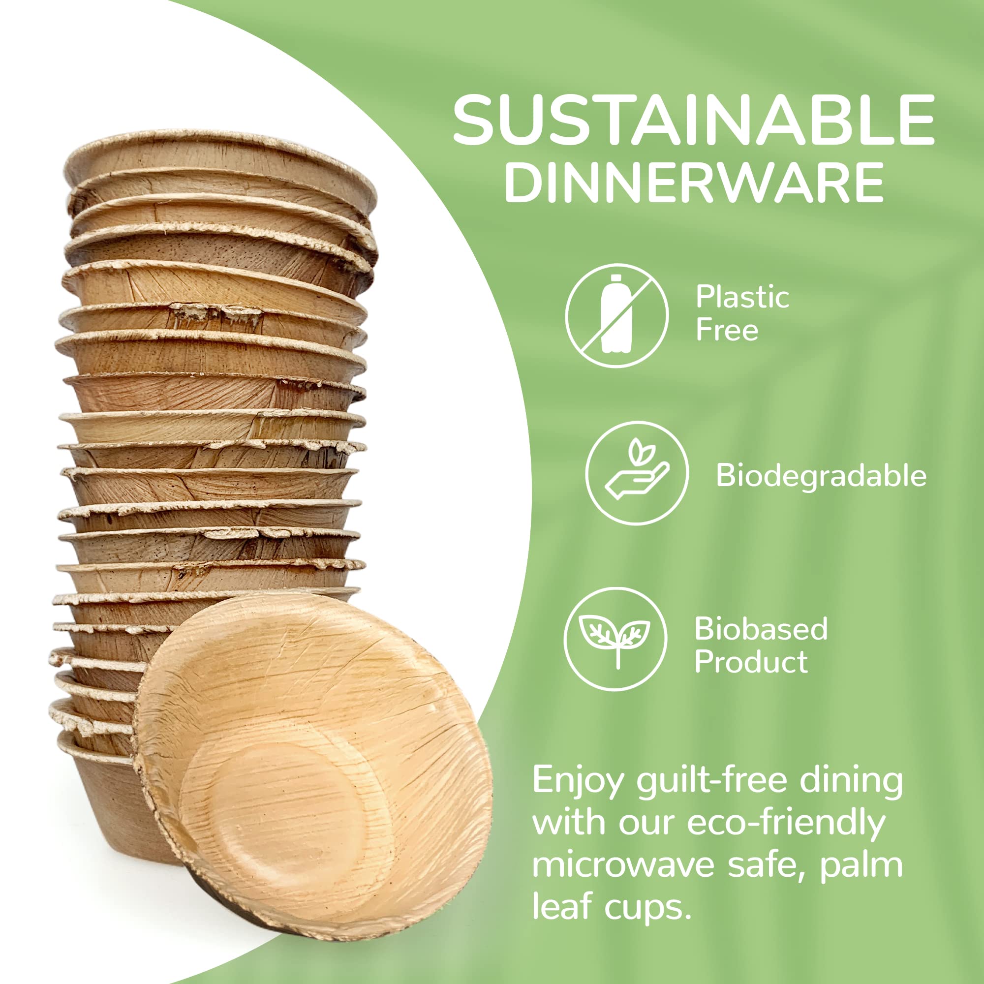 TCC - 100-Pack Mini Individual Palm Leaf Condiment Cups, 2.5