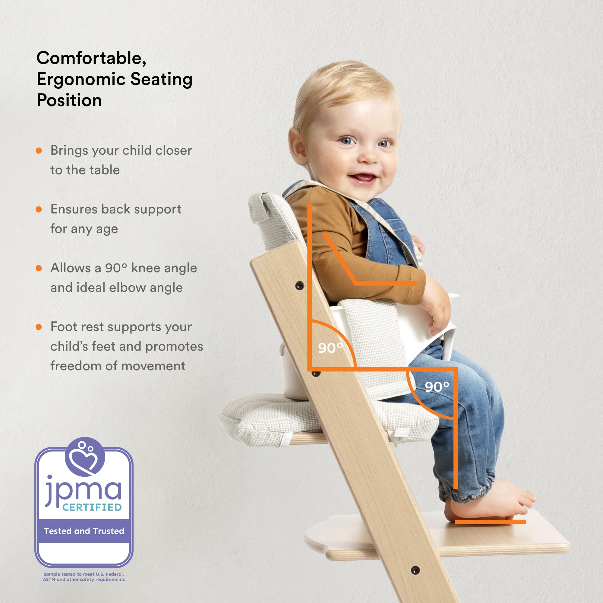 Stokke Tripp Trapp Adjustable High Chair with Cushion & Tray - Convertible Baby to Toddler Chair in White & Waves Blue | Perfect for Dining, Feeding & Learning at Home