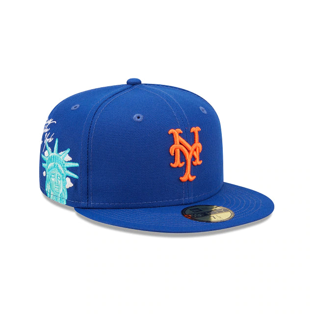 New York Mets Cloud Icon Blue 59FIFTY Fitted Hat for Men - Official MLB Baseball Cap for Sports Fans & Streetwear Fashion