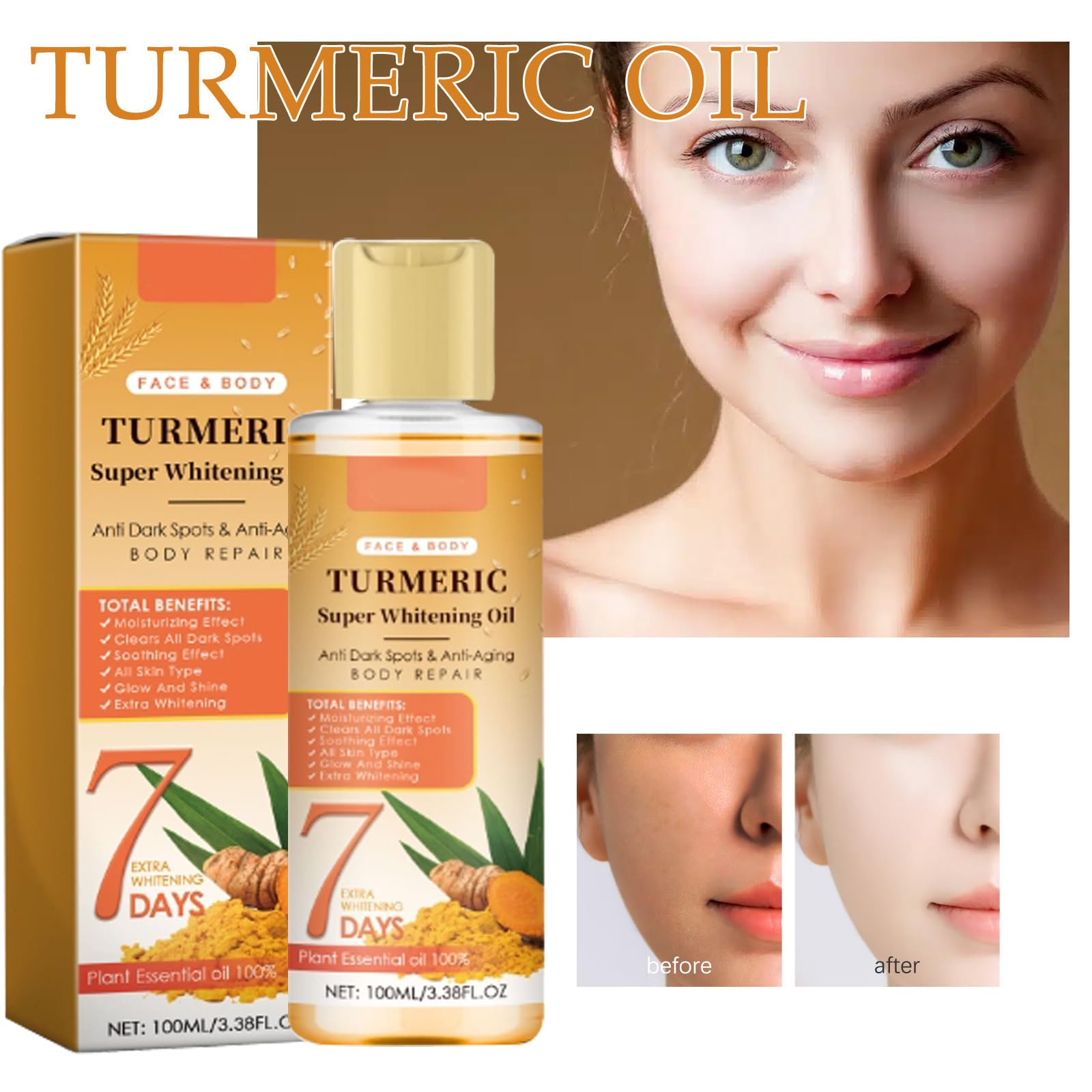 BONDIJ Pure Turmeric Essential Oil for Face & Skin - Hydrating, Clarifying Facial Serum for Glowing Skin | Natural Skin Care Treatment for Acne, Dark Spots & Anti-Aging | Perfect for Daily Skincare Routine & Spa Treatments (1 Fl Oz)