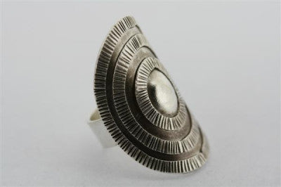 Stylish Curved Circle Ray Ring - Elegant Silver Jewelry for Women, Perfect for Parties, Weddings & Everyday Wear