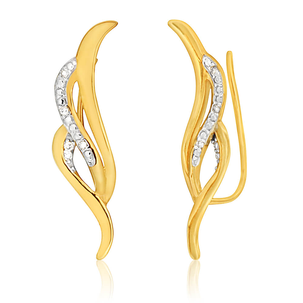 9ct Yellow Gold Diamond Earrings for Women - Elegant Studs for Everyday Wear & Special Occasions