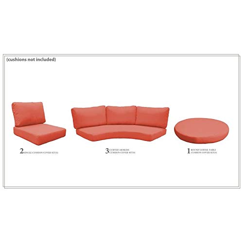 TK Classics High Back Cover Set in Tangerine for BARBADOS-08g Patio Furniture - Replacement Cushion Covers Only (No Cushions Included) - Perfect for Outdoor Dining Sets, Poolside Loungers & Garden Decor