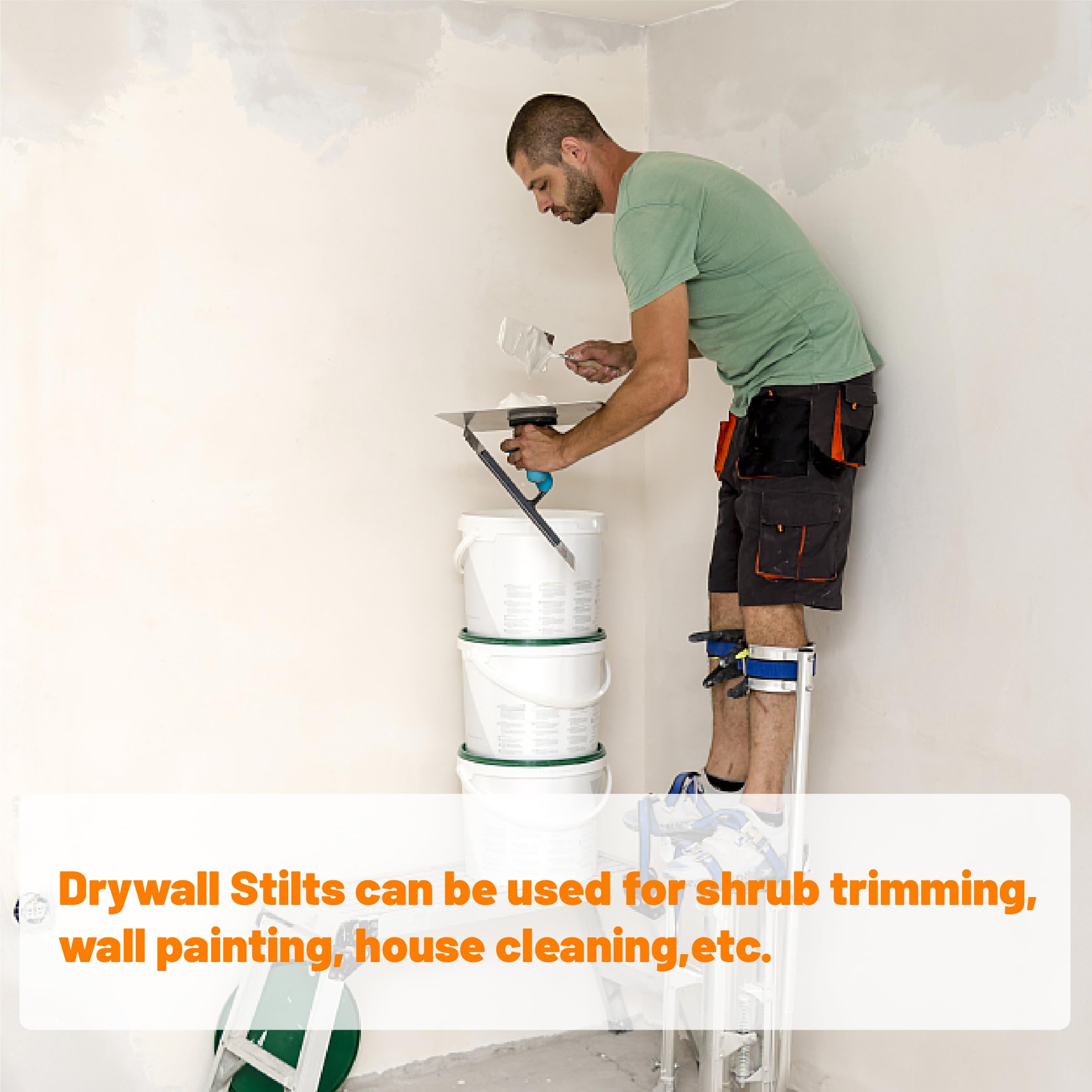 Adjustable Drywall Stilts for Adults 18-30 Inch Height - Lightweight Aluminum Painting Stilts for Professional Painters & Contractors - Perfect for Ceiling Work, Wall Painting & Construction Projects - Black