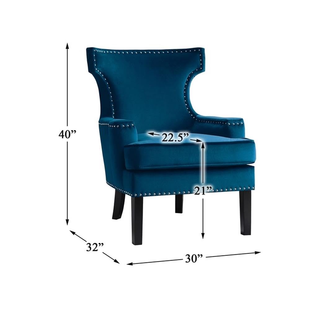Homelegance Jacinta Velvet Accent Chair - Navy Blue Upholstered Living Room Chair for Home Decor, Bedroom Seating & Office Furniture
