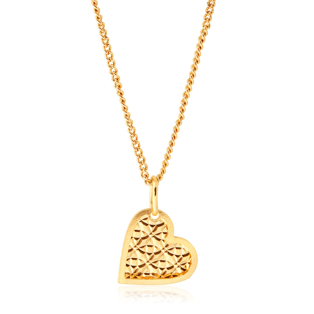 9ct Gold Silver Filled Heart Pendant Necklace for Women - Elegant Valentine's Day Gift, Anniversary Present & Everyday Jewelry