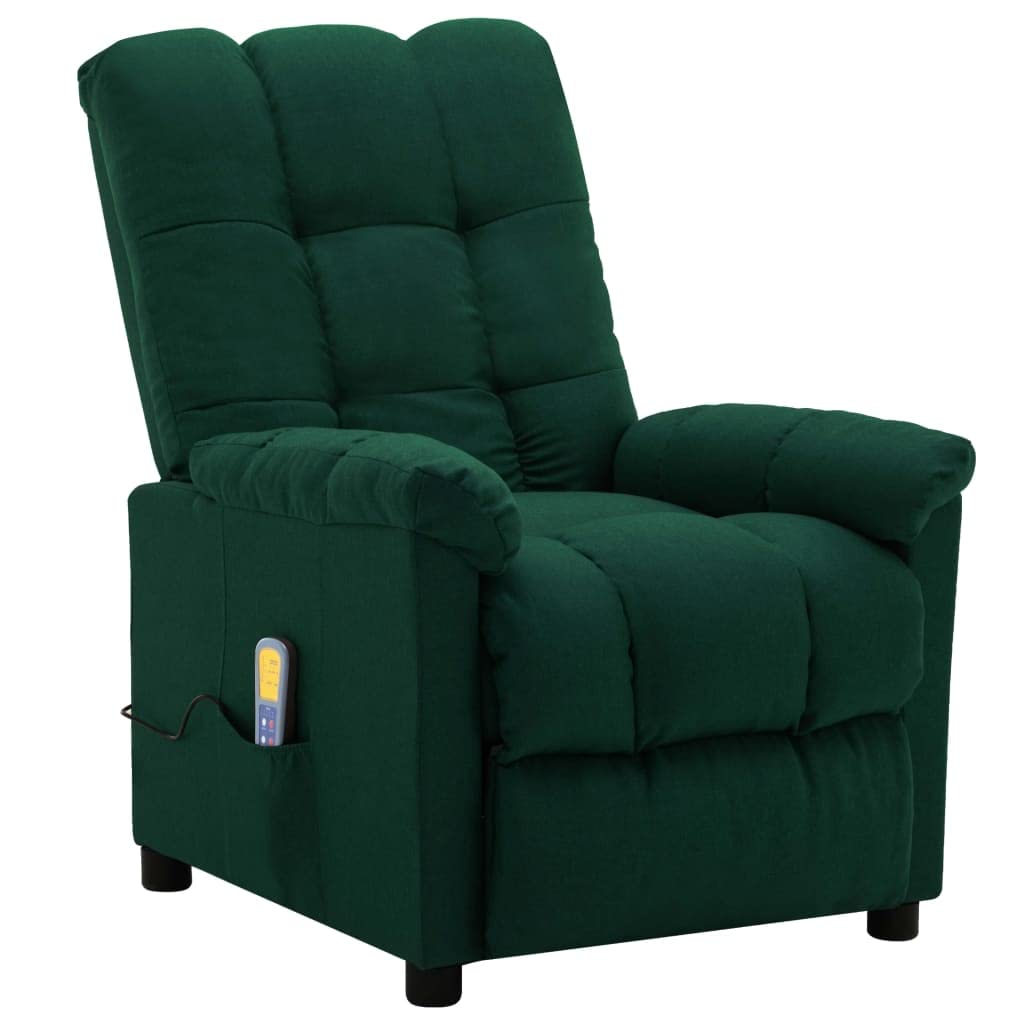 Power Lift Recliner Chair with Massage Function - Adjustable Sofa for Living Room & Bedroom, Dark Green Fabric - Perfect for Relaxation, Elderly Comfort & Home Theater Seating
