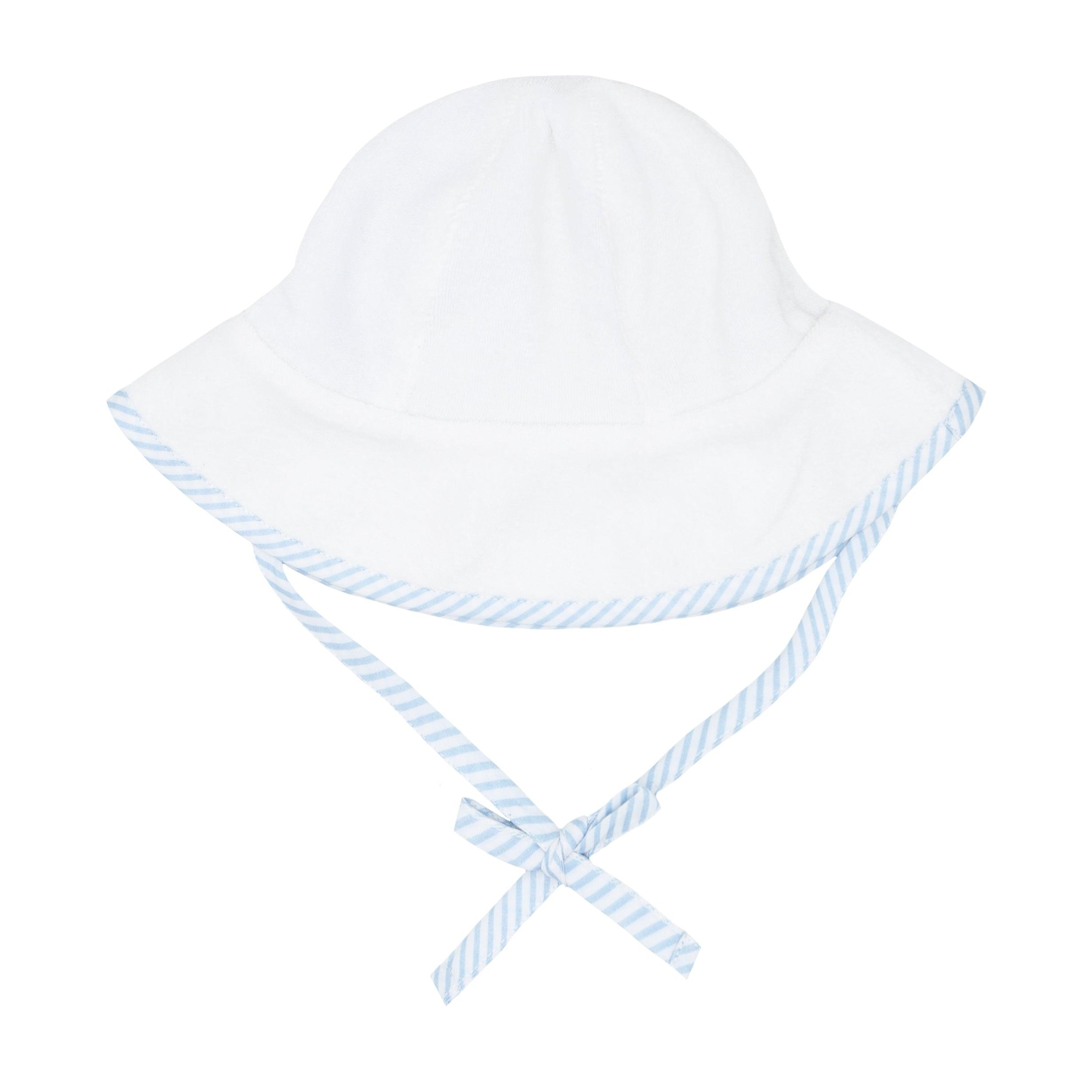 Baby White French Terry Sun Hat - UV Protection & Breathable for Infants & Toddlers - Perfect for Beach, Park & Outdoor Play
