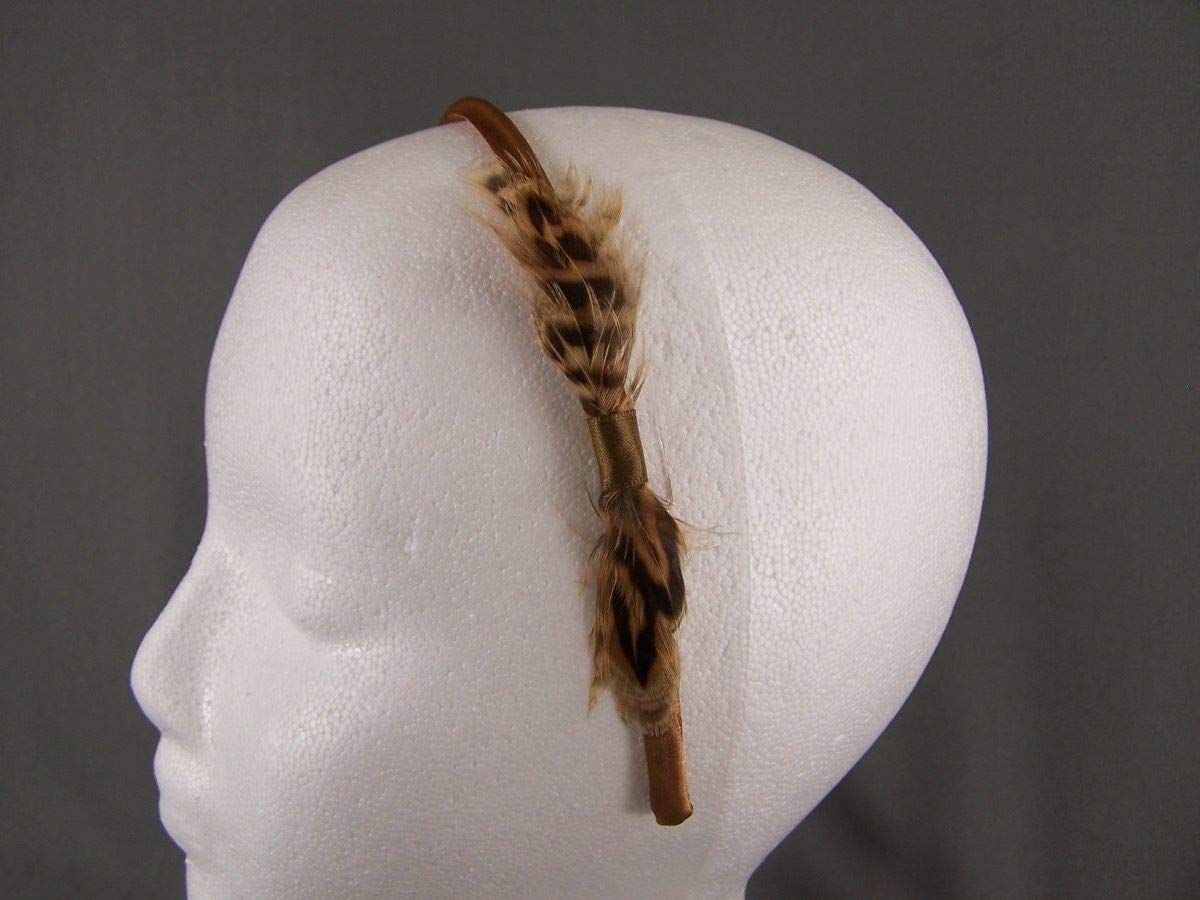 Copper Dark Brown Feather Headband - 3/8