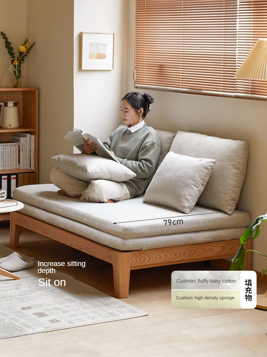 Oak Solid Wood Sofa Bed - Convertible Sleeper Sofa for Small Spaces | Perfect for Apartments, Guest Rooms & Home Offices