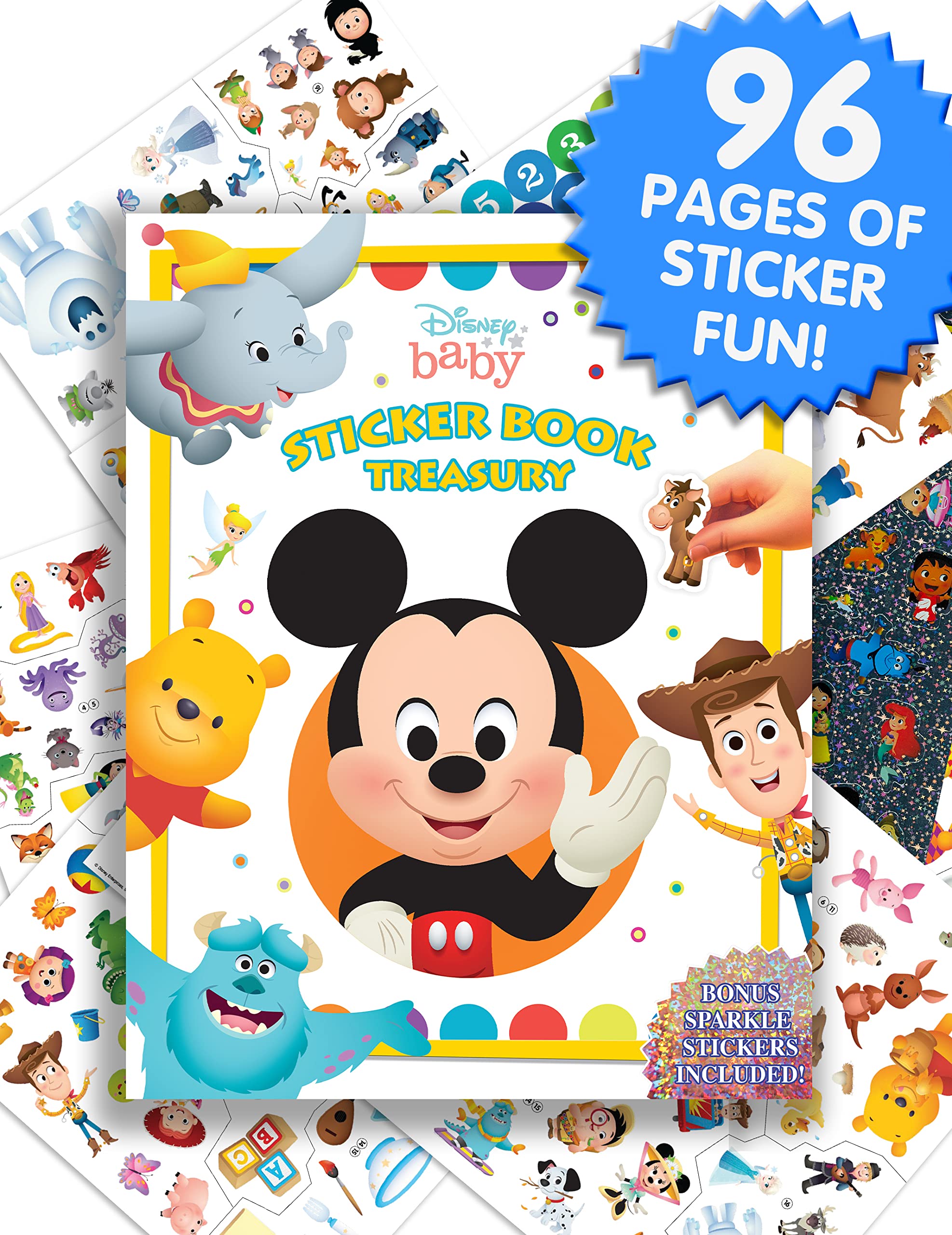Disney Baby Sticker Book Treasury - 350 Reusable Stickers & 96 Pages of Fun Activity Books for Toddlers & Kids | Perfect for Travel, Birthday Gifts & Early Learning