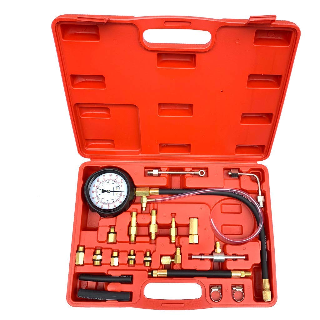 0-140PSI Fuel Injection Pressure Tester Kit - Automotive Fuel Pump & Injector Diagnostic Tool for Cars, Trucks & Vehicles - Perfect for Engine Performance Testing & Fuel System Maintenance
