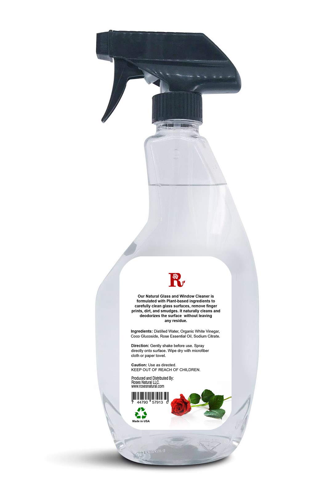 Natural Rose Scented Glass Cleaner Spray - Streak-Free, Non-Toxic Formula for Windows, Mirrors & Screens - Perfect for Home, Office & Car Cleaning