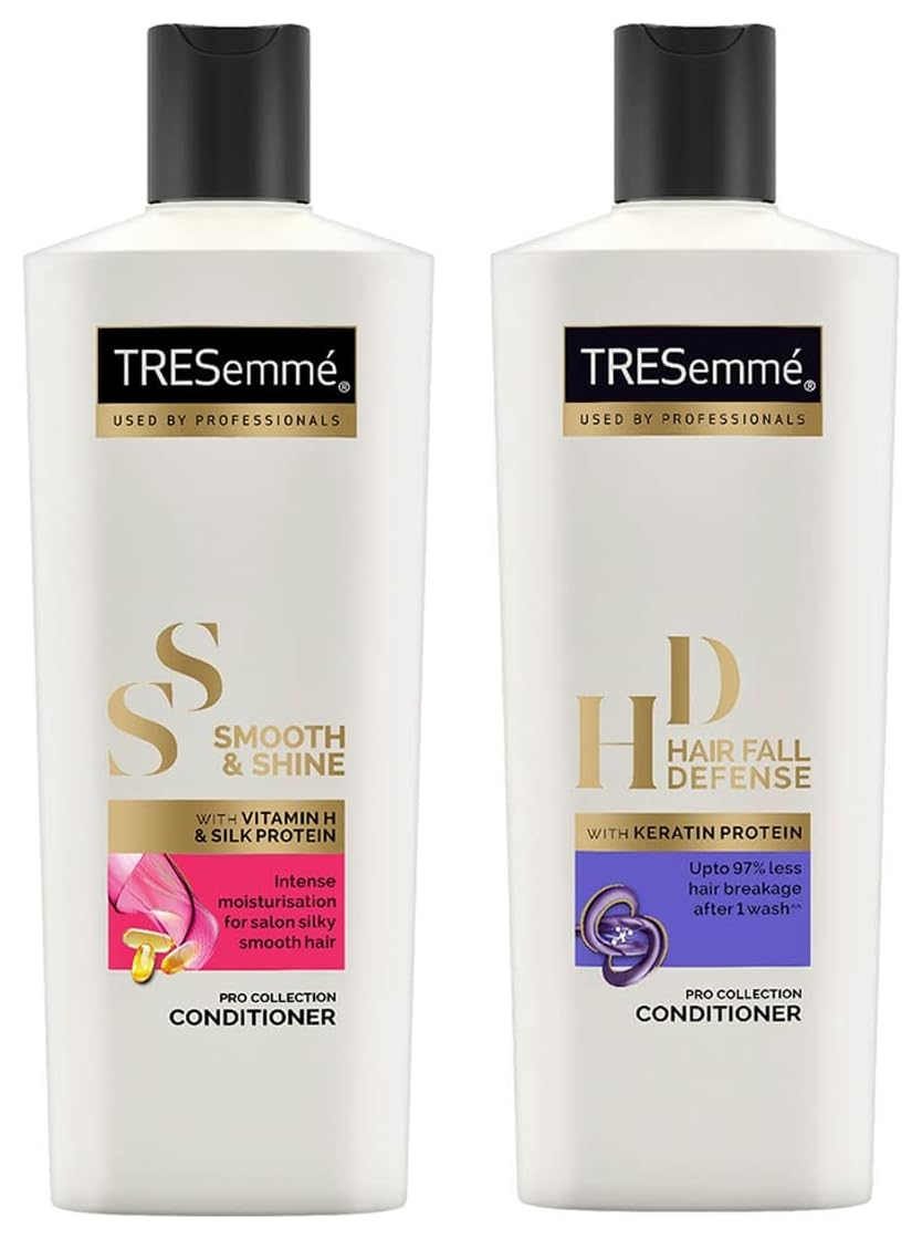 TRESemmé Smooth & Shine Conditioner 190ml + Hair Fall Defense Conditioner 190ml - Hydrating & Strengthening Hair Care Duo for Smooth, Frizz-Free & Healthy Hair - Perfect for Daily Use & Damaged Hair Repair