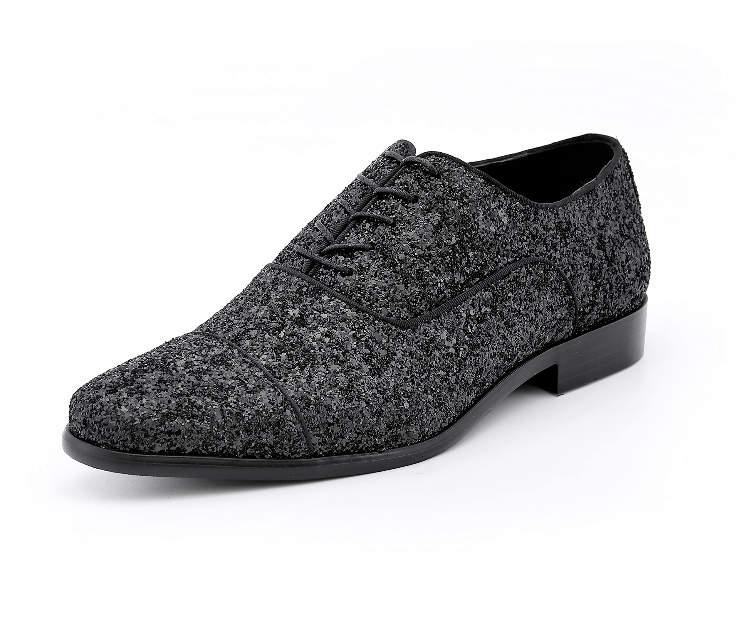 Amali Barnes Men's Sparkly Glitter Dress Shoes | Tuxedo Slip-On Loafers for Formal Occasions | Runs Large (Size Down 1/2) | Perfect for Weddings, Prom & Black Tie Events