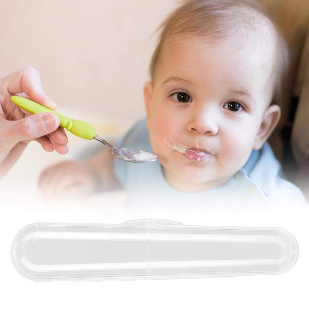 Food Grade Single Storage Box - Baby Silicone Spoon & Stainless Steel Cutlery Set with Transparent Travel Case | Portable Tableware Organizer for Kids, Travel, Picnics & School Lunches