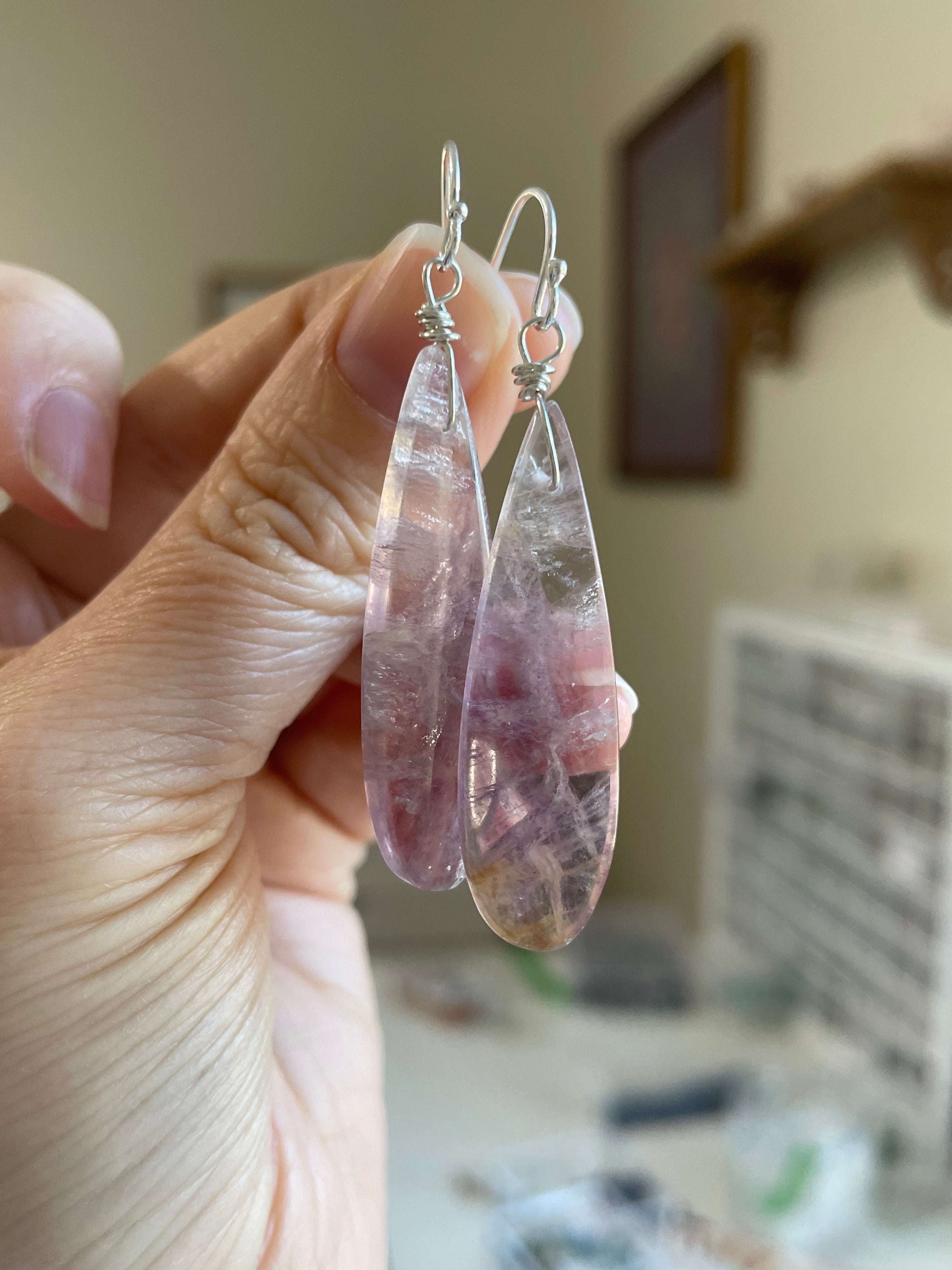 Purple Fluorite Earrings Sterling Silver 925 - Healing Crystal Jewelry for Women, Dainty Studs for Everyday Wear | Perfect for Gifts, Meditation & Energy Balancing