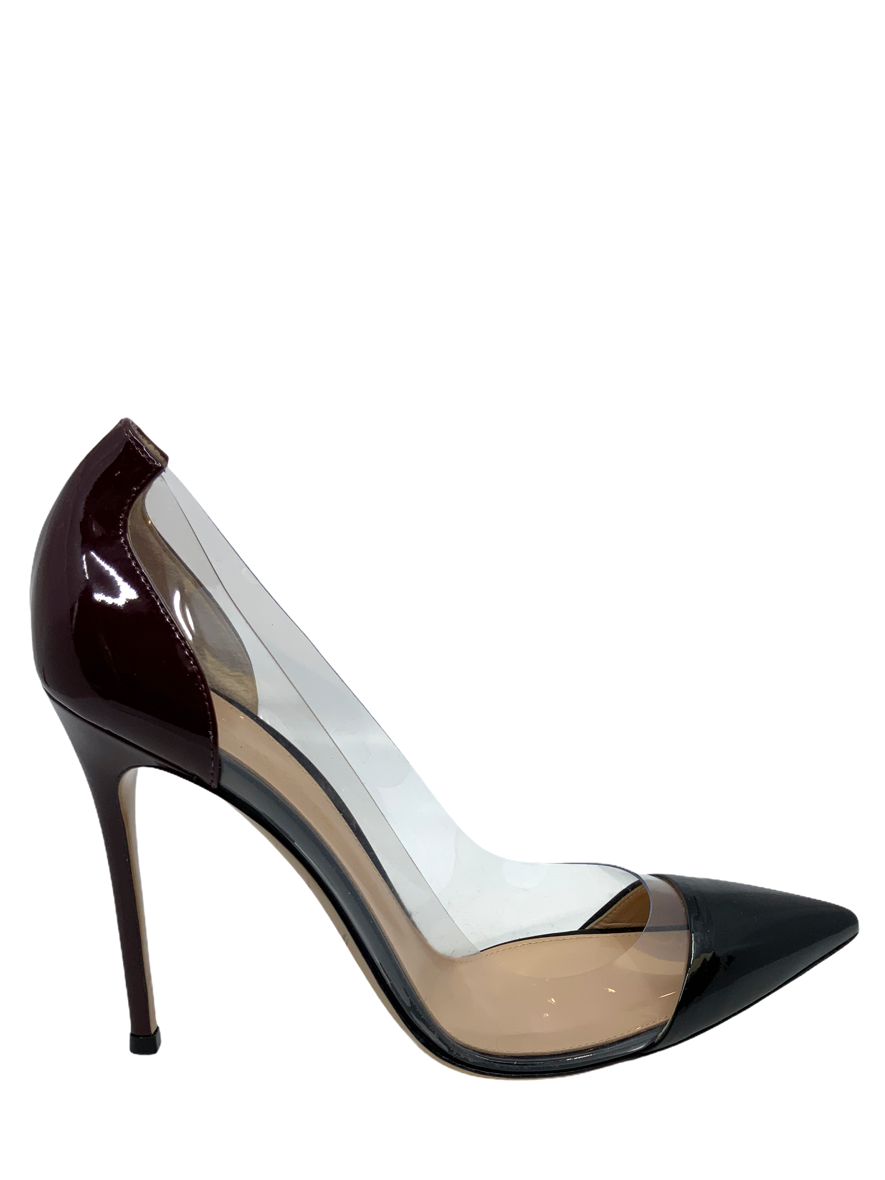 Gianvito Rossi Plexi Point Toe Pumps Women's Size 9 - Elegant High Heels for Office, Party & Special Occasions