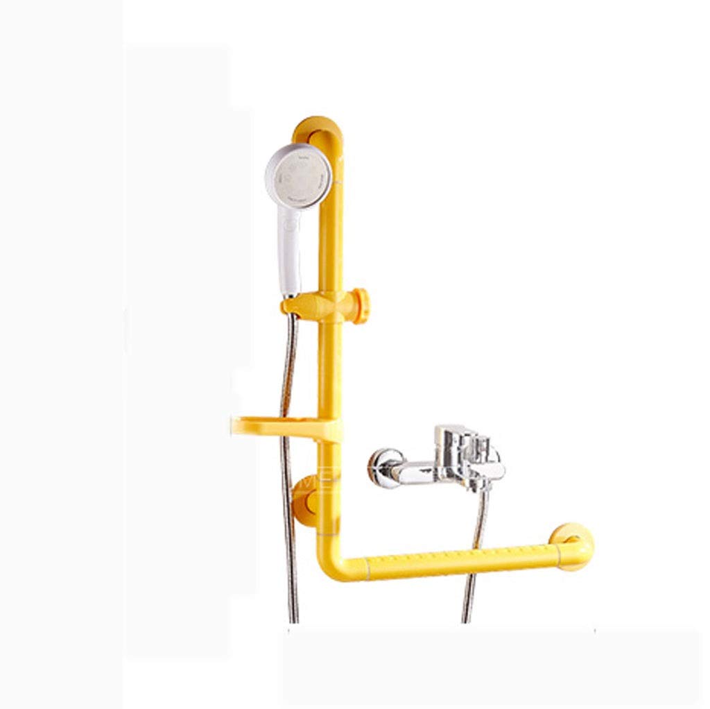 304 Stainless Steel L-Shaped Bathroom Safety Grab Bar - Adjustable Handicap Shower Handle with Soap Dish & Shower Rack - Elderly Support Rail for Bathtub & Toilet - Non-Slip Bathroom Safety Equipment for Seniors & Disabled (Perfect for Wet Bathrooms & Mobility Assistance)