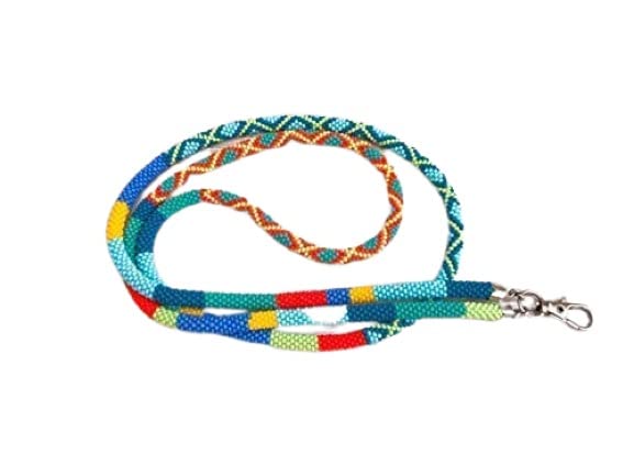 Beaded Lanyard for Teachers - Stylish ID Badge Holder with Bead Crochet Design - Perfect Teacher Gift for School, Office, and Conference Use