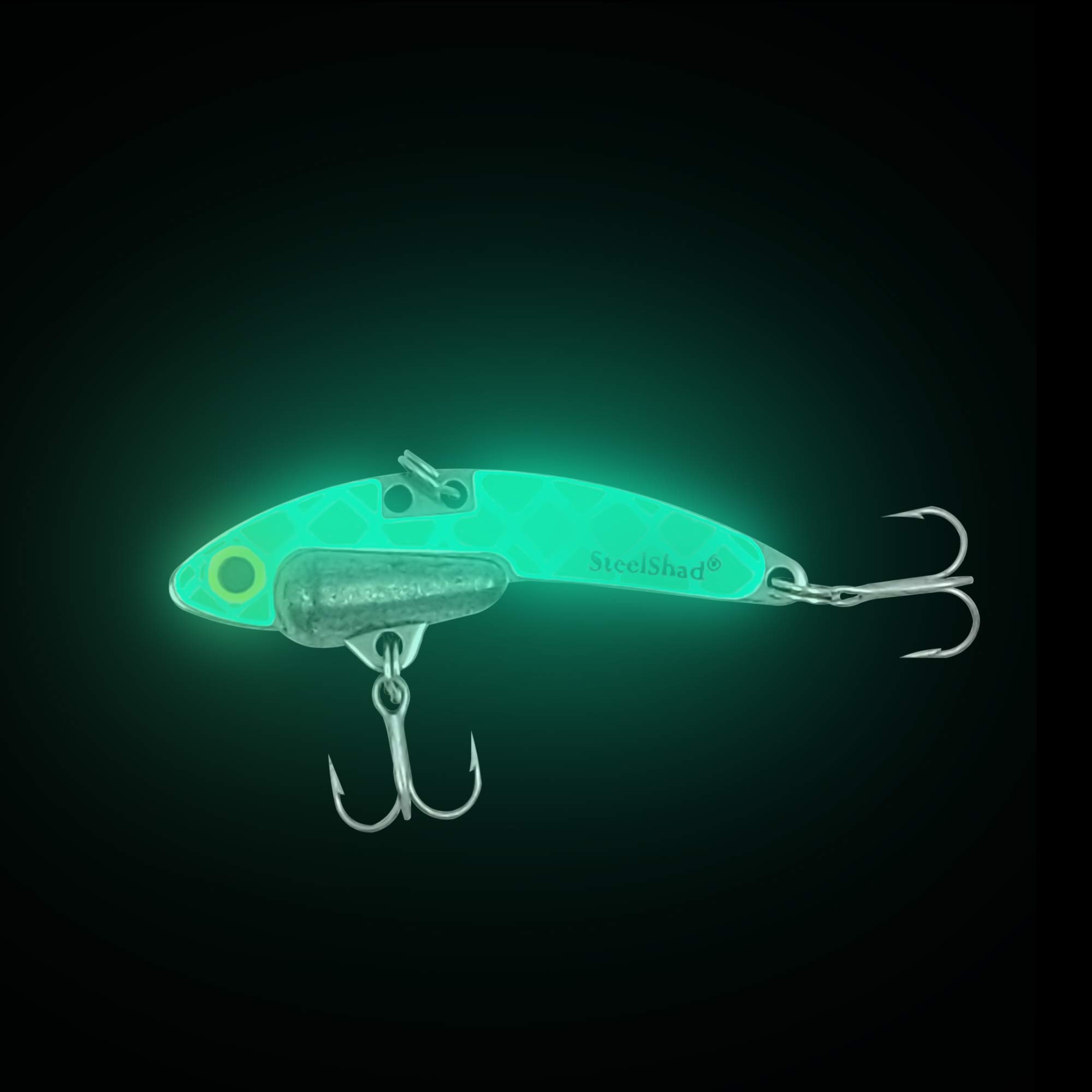 SteelShad Mini Series (1/4 oz) - 2 Pack Glow in The Dark Fishing Lures - Lipless Crankbait for Freshwater & Ice Fishing - Ideal for Panfish, Crappie, Walleye, Bass - Great for Night Fishing and Low Light Conditions