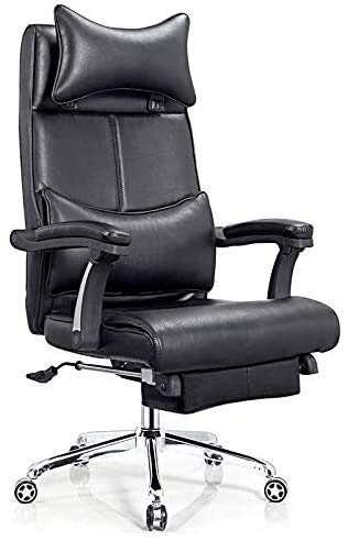 Ergonomic COLOM Office Chair - Swivel Desk Chair with Adjustable Height, Leather Executive Chair for Conference, Study & Work - Breathable Mesh Back (Black) - Perfect for Home Office, Gaming & Professional Workspaces