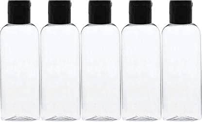 HARRODS 100ml Refillable Travel Bottles for Toiletries (5-Pack) - Leak-Proof Clear Plastic Containers with Flip Top Cap - TSA Approved Travel Size for Shampoo, Lotion, Cream - Perfect for Airplane Carry-On, Gym Bag & Vacation Essentials