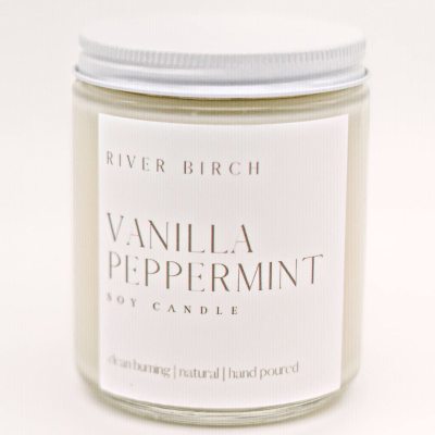 A Cozy Evening with Premium Vanilla Peppermint Scented Soy Candle