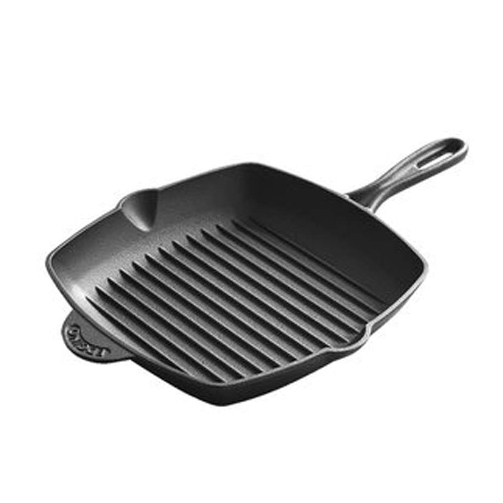 Premium Cast Iron Square Grill Pan - Nonstick Skillet with Ribs for Even Heat Distribution, Black Griddle with Ergonomic Silicone Handle - Perfect for Stovetop, Oven & Outdoor Cooking - Ideal for Steaks, Burgers, Pancakes & More