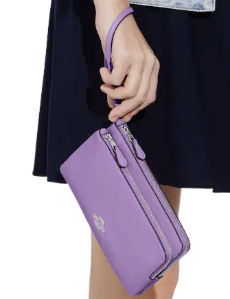 Coach Double Zip Wallet for Women - Genuine Leather Crossbody Wallet with RFID Protection - Perfect for Travel, Shopping & Everyday Use