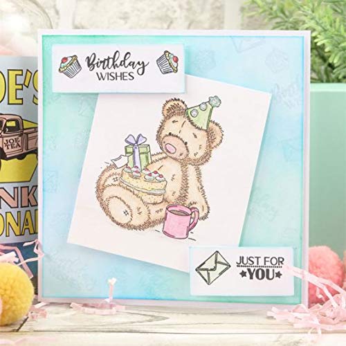 Hunkydory Crafts Teddy Loves Birthdays Stamp Set - DIY Scrapbooking & Card Making Supplies for Greeting Cards, Invitations, Journals | Perfect for Birthday Celebrations & Craft Projects