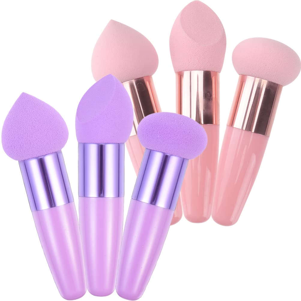 FOMIYES 6pcs Super Soft Mushroom Powder Puff with Handle - Makeup Blending Sponge for Liquid & Powder Foundation, Concealer - Perfect for Travel, Professional Makeup Artists & Everyday Beauty Routine