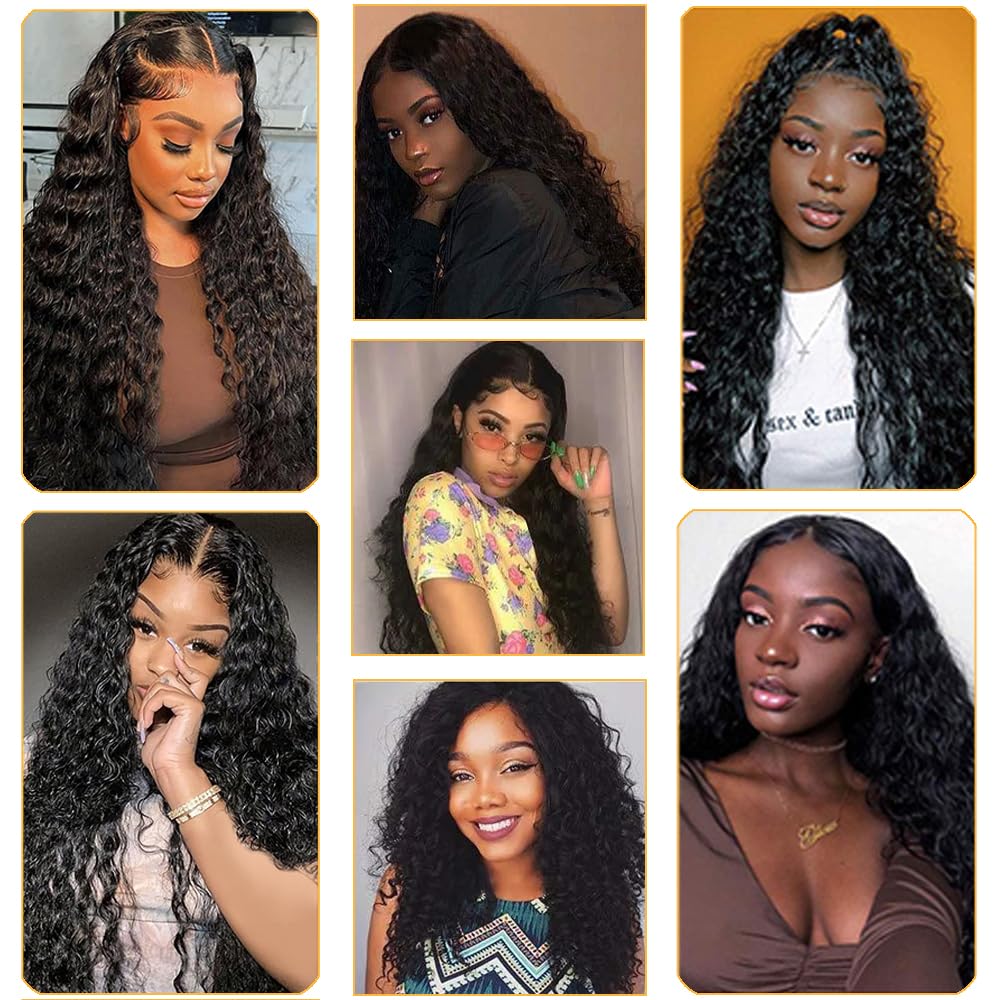 Brazilian Remy Water Wave Human Hair Bundles 10A - 3 Bundles Unprocessed Curly Human Hair Extensions - Double Weft Natural Color (22/24/26 Inch) for Black Women - Perfect for Protective Styles, Weaves & Natural Hair Blending