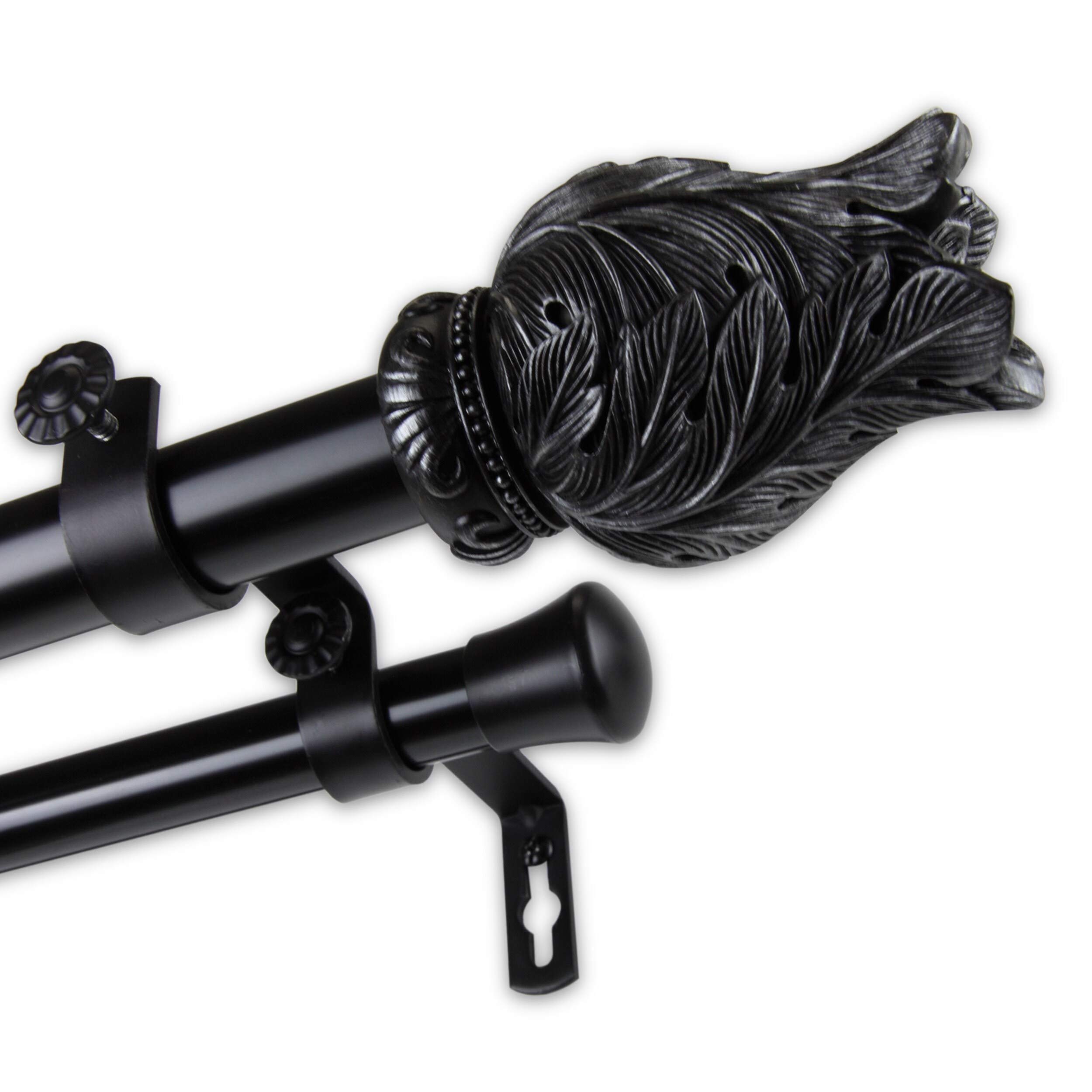 **Artemis 1-Inch Diameter Adjustable Double Curtain Rod - Black (48 to 84 Inches) - Perfect for Living Room, Bedroom & Window Treatments**