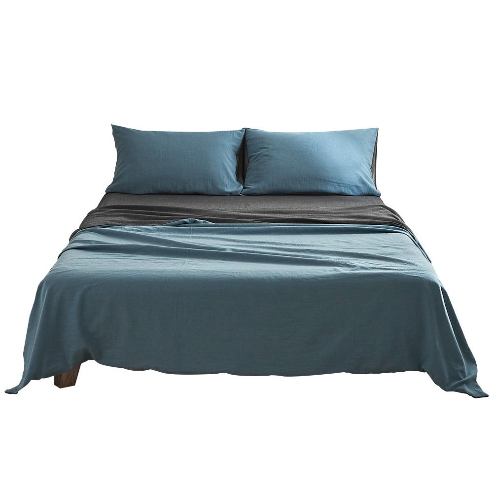 Premium 100% Cotton Sheet Set - Queen Size, Dark Blue & Navy Blue - Ultra Soft & Breathable for a Comfortable Sleep - Perfect for Bedroom, Guest Room & Vacation Homes