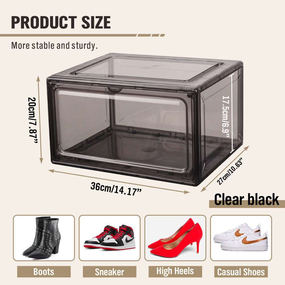 10Pcs Premium Clear Acrylic Shoe Storage Boxes with Magnetic Door - Stackable Sneaker Display Case for Jordans, Yeezys & Collectible Shoes - Perfect for Shoe Closet Organization & Sneakerhead Collections