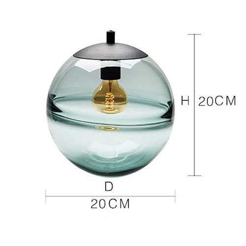 Nordic Blue Glass Pendant Light - Siet Globe Hanging Chandelier with E27 Socket for Kitchen Island, Dining Room, Living Room & Bedroom | Modern Scandinavian Ceiling Lamp for Home Decor & Ambient Lighting