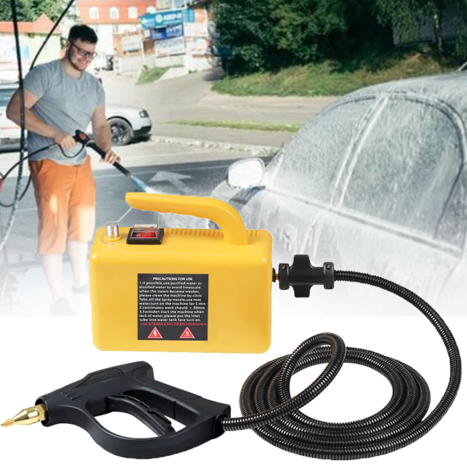 2600W High Pressure Handheld Portable Steam Cleaner with Automatic Pump - Perfect for Home, Car, Kitchen, and Outdoor Cleaning