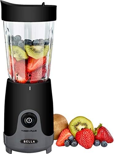 Bella 14-Oz Personal Blender for Smoothies, Shakes & Protein Drinks - Compact & Portable Black/Gray Blender - Perfect for Home, Office, Gym & Travel
