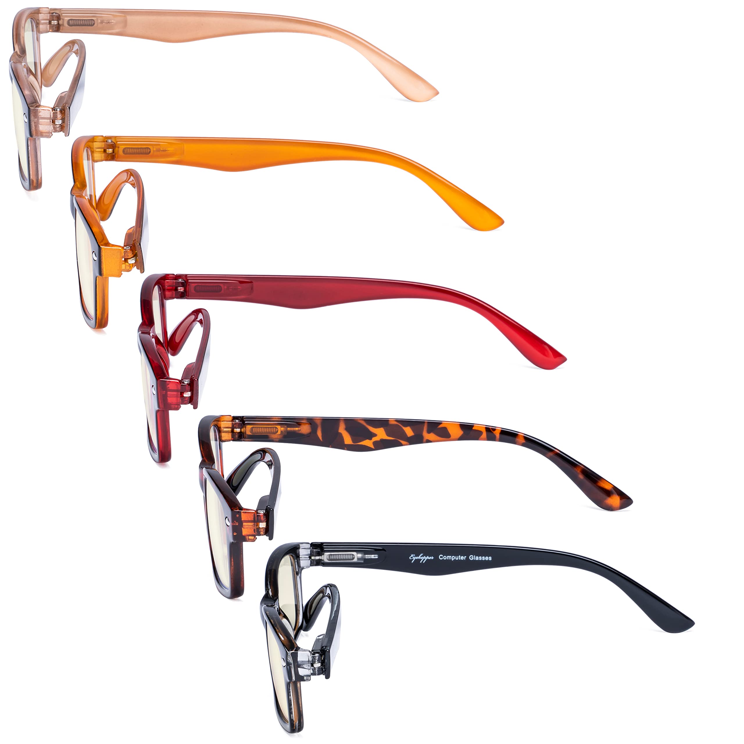 Eyekepper 5 Pack Blue Light Blocking Glasses for Computer & Reading - Rectangular Frame +1.50 Magnification - Reduce Eye Strain for Work, Gaming & Screen Time