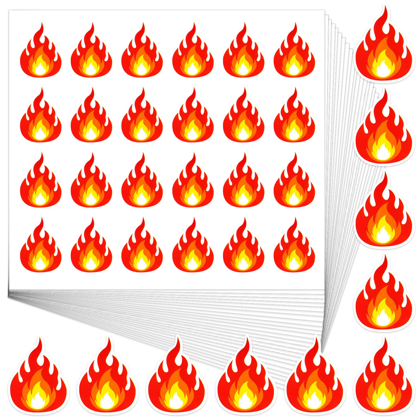 600Pcs Flame Stickers - Cute Fire Vinyl Decals for Scrapbooking, DIY Crafts, Labels & Home Decor | Perfect for Laptops, Water Bottles, Journals & Party Decorations