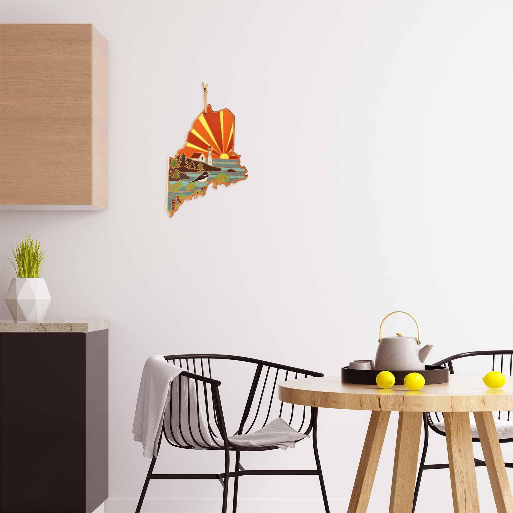 Handcrafted Maine Wood Cutting Board with Summer Stokes Artwork - Perfect for Kitchen Prep, Charcuterie Boards & Gift Giving