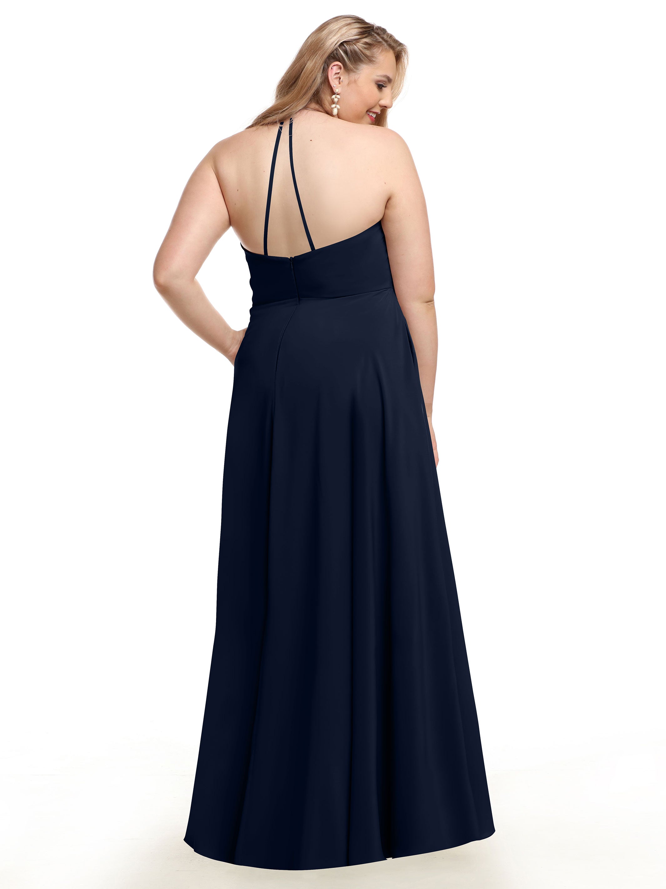 Elegant 80101 Stretch Chiffon A-Line Bridesmaid Dress with V-Neck & Pleats - Perfect for Weddings, Formal Events & Special Occasions