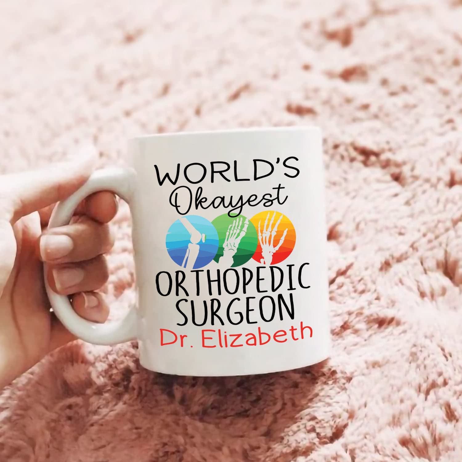 Personalized Orthopedic Surgeon Coffee Mug - 11oz & 15oz Custom Name Travel Mug - World's Okayest Orthopedic Surgeon Gift for Doctors - Great for Office, Hospital & Christmas Gifts for Men & Women