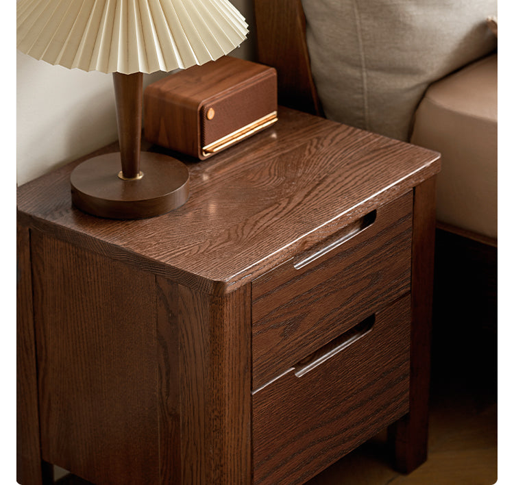 Solid Oak Wood Nightstand - Scandinavian Modern Bedside Table for Bedroom, Living Room & Nursery - Stylish & Durable Storage Solution