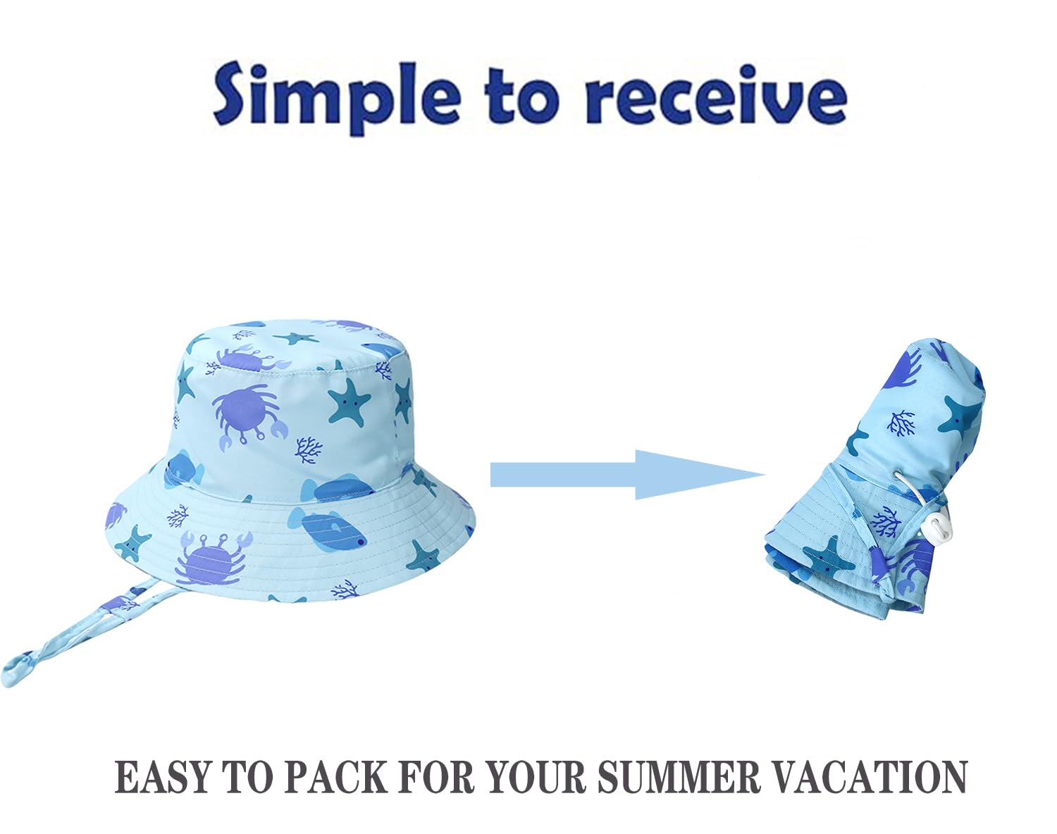 Baby Sun Hats for Toddlers - UPF 50+ Wide Brim Summer Beach Hat for Boys & Girls, Shark Grey Swim Bucket Hat for Outdoor Play, Pool, Beach & Park Activities